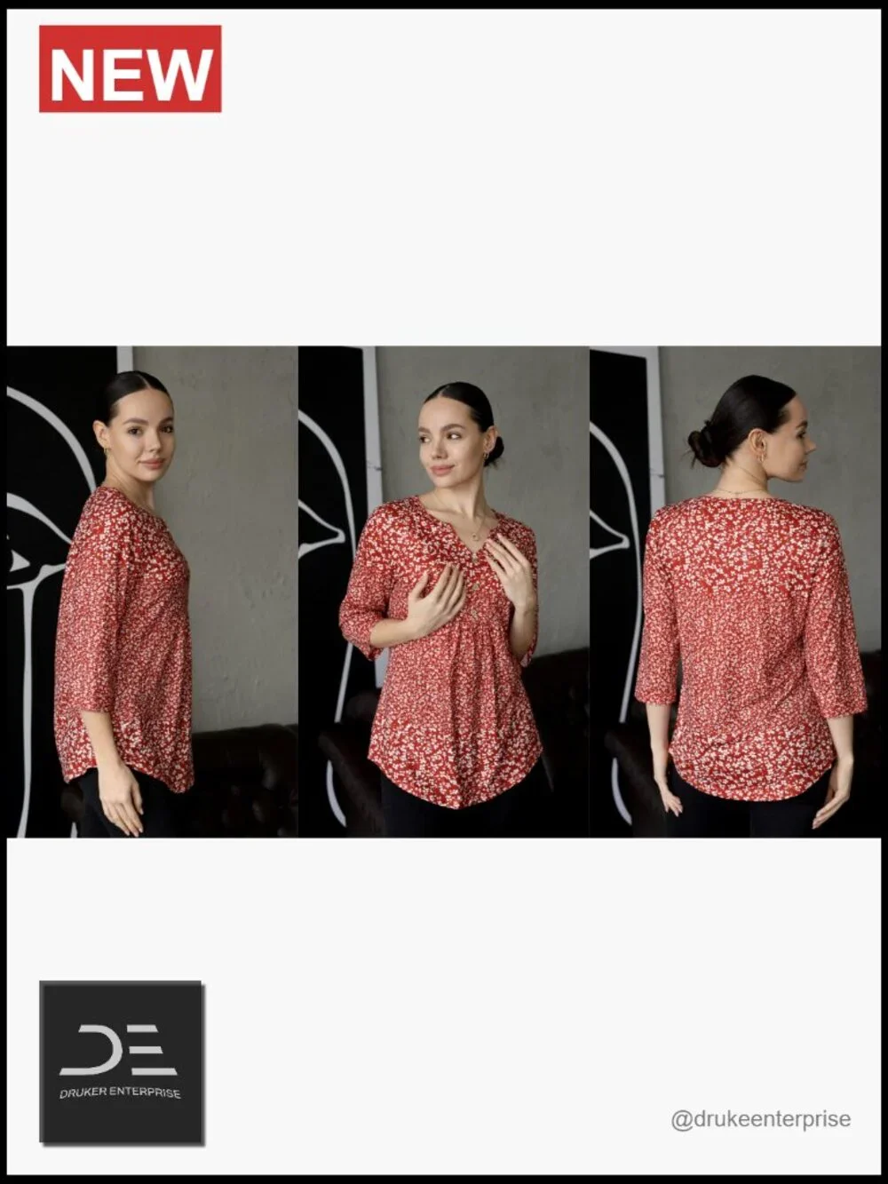 Womens 3/4 Sleeve V Neck Pleated Tunic Tops Dressy Casual Blouses - Picture 6 of 7